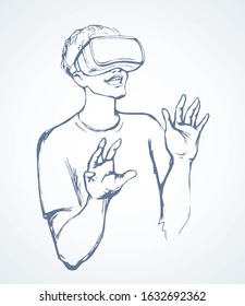 Virtual reality mask. Vector drawing