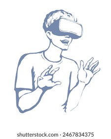 Virtual reality mask. Vector drawing