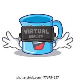 With virtual reality measuring cup character cartoon