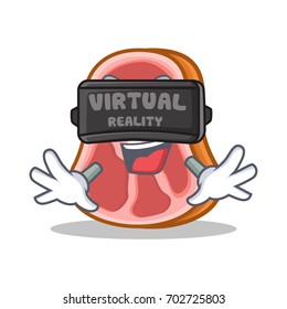 With virtual reality meat character cartoon food