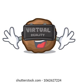 Virtual reality meatball mascot cartoon style