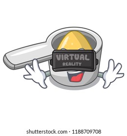 Virtual reality metal measuring spoons isolated on mascot