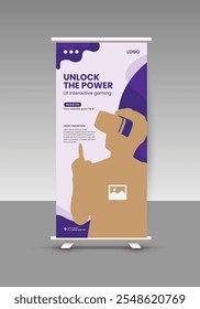 Virtual Reality Metaverse Event Online Training Roll-Up Banner Design Template oder VR Workshop Event Display Standee Design