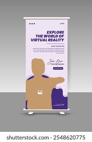 Virtual Reality Metaverse Event Online Training Roll-Up Banner Design Template ou VR Workshop Event Display Standee Design