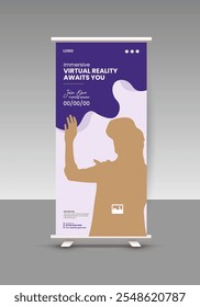 Virtual Reality Metaverse Event Online Training Roll-Up Banner Design Template or VR Workshop Event Display Standee Design