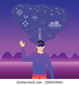 Virtual Reality in Metaverse Vector Illustration Graphic