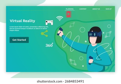Ilustración vectorial moderna con Elementos de tecnología abstracta, que incluyen red, juegos e interfaz futurista. Ideal para contenidos de tecnología e innovación digital.