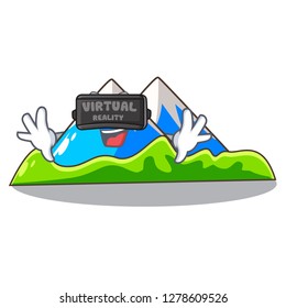 Virtual reality mountain scenery isolated from the mascot
