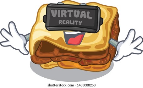 Virtual reality moussaka isolated with in the cartoon