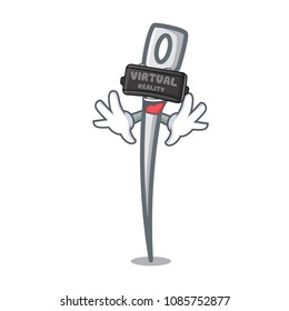 Virtual reality needle mascot cartoon style
