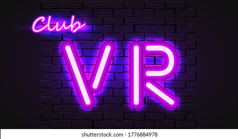Virtual Reality neon banner. Vector illustration