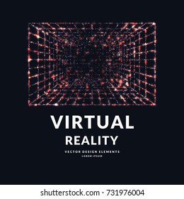 Virtual reality and new technologies for games. Room with perspective grid. Vector illustration.