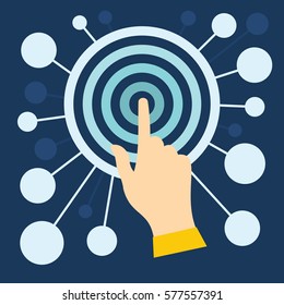 Virtual reality. New technologies and on line gaming. Mobile and computer systems. Digilal reality. Vector flat illustration