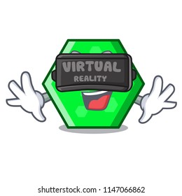 Virtual reality octagon mascot cartoon style