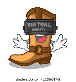 Virtual reality old cowboy boots in shape character
