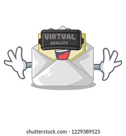 Virtual reality open envelope on cartoon shape blank