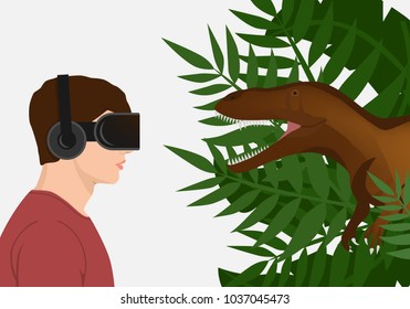 Virtual Reality Vr Glasses Dinosaur Illustration Stock Vector (Royalty ...