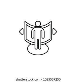 virtual reality outline icon. Man in virtual reality vector illustration on white background. Element for Virtual reality design and web