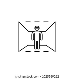 virtual reality outline icon. Man in virtual reality vector illustration on white background. Element for Virtual reality design and web