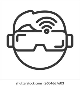 Virtual Reality Outline Icon Vector Illustration