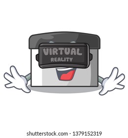 Virtual reality pastry scraper on wooden mascot table