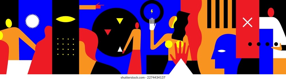 virtual reality people abstract vector illustration , background design element