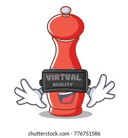 With virtual reality pepper mill character cartoon