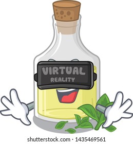 Virtual reality peppermint oil in the character bottles