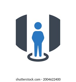 Virtual reality person icon. Vector EPS file.