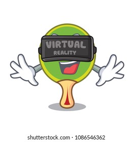 Virtual reality ping pong racket mascot cartoon