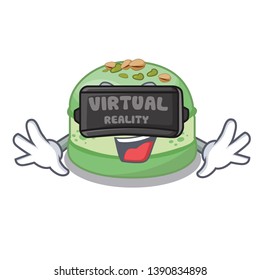 Virtual reality pistachio cake isolated in the character