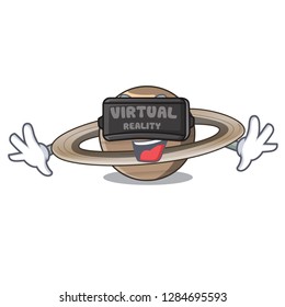 Virtual reality planet saturn in the cartoon form