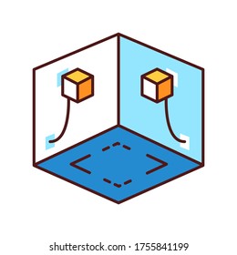 Virtual reality play area color line icon. Cyberspace, simulation, interactive. Pictogram for web page, mobile app. UI UX GUI design element. Editable stroke.