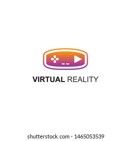 Virtual reality play simple modern logo icon vector
