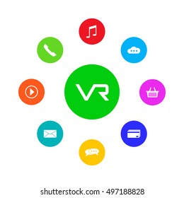  Virtual reality popular icons set. VR letter logo icon. Virtual reality vector icon