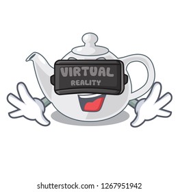 Virtual reality porcelain teapot in table a character