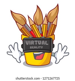 Virtual reality pot pencil isolated with the mascot