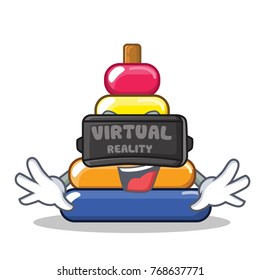With virtual reality pyramid ring character cartoon
