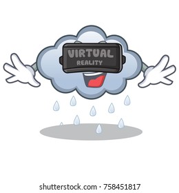 With virtual reality rain cloud character cartoon