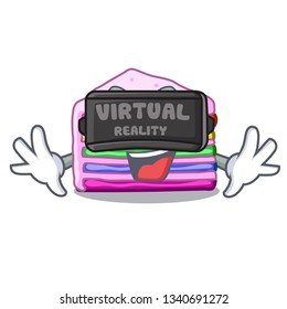 Virtual reality rainbow cake in the cartoon shape