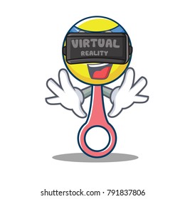With virtual reality rattle toy mascot cartoon