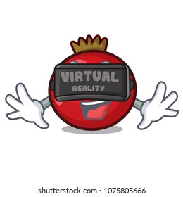 Virtual reality red currant mascot cartoon