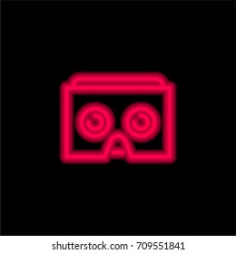Virtual reality red glowing neon ui ux icon. Glowing sign logo vector