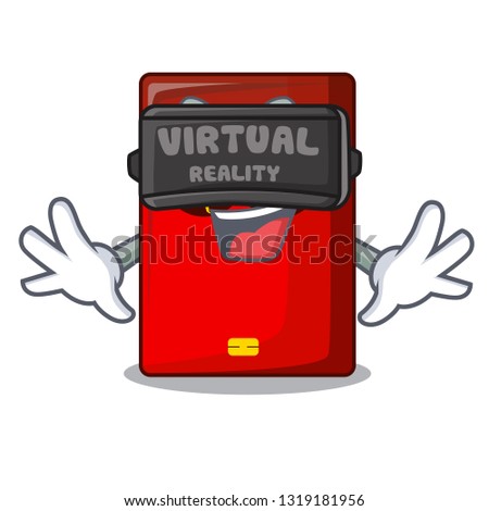 Virtual reality red passport on the mascot table