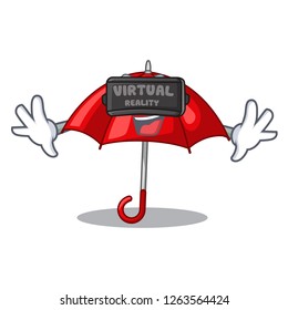 Virtual reality red umbrella lit up cartoon shape
