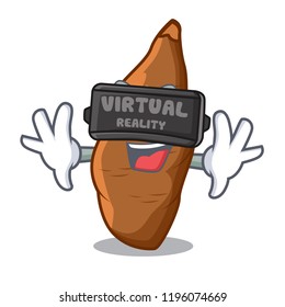 Virtual reality ripe cassava on the cartoon table