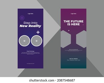 virtual reality roll up banner design template. hi-tech virtual reality poster leaflet design. technology hi-tech virtual reality roll up banner template. cover, poster, print-ready