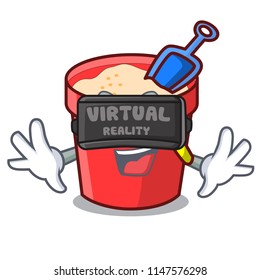 Virtual reality sand bucket mascot cartoon