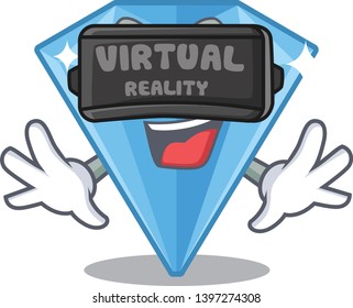 Virtual reality sapphire gem in a mascot box