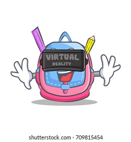 With virtual reality school bag character cartoon